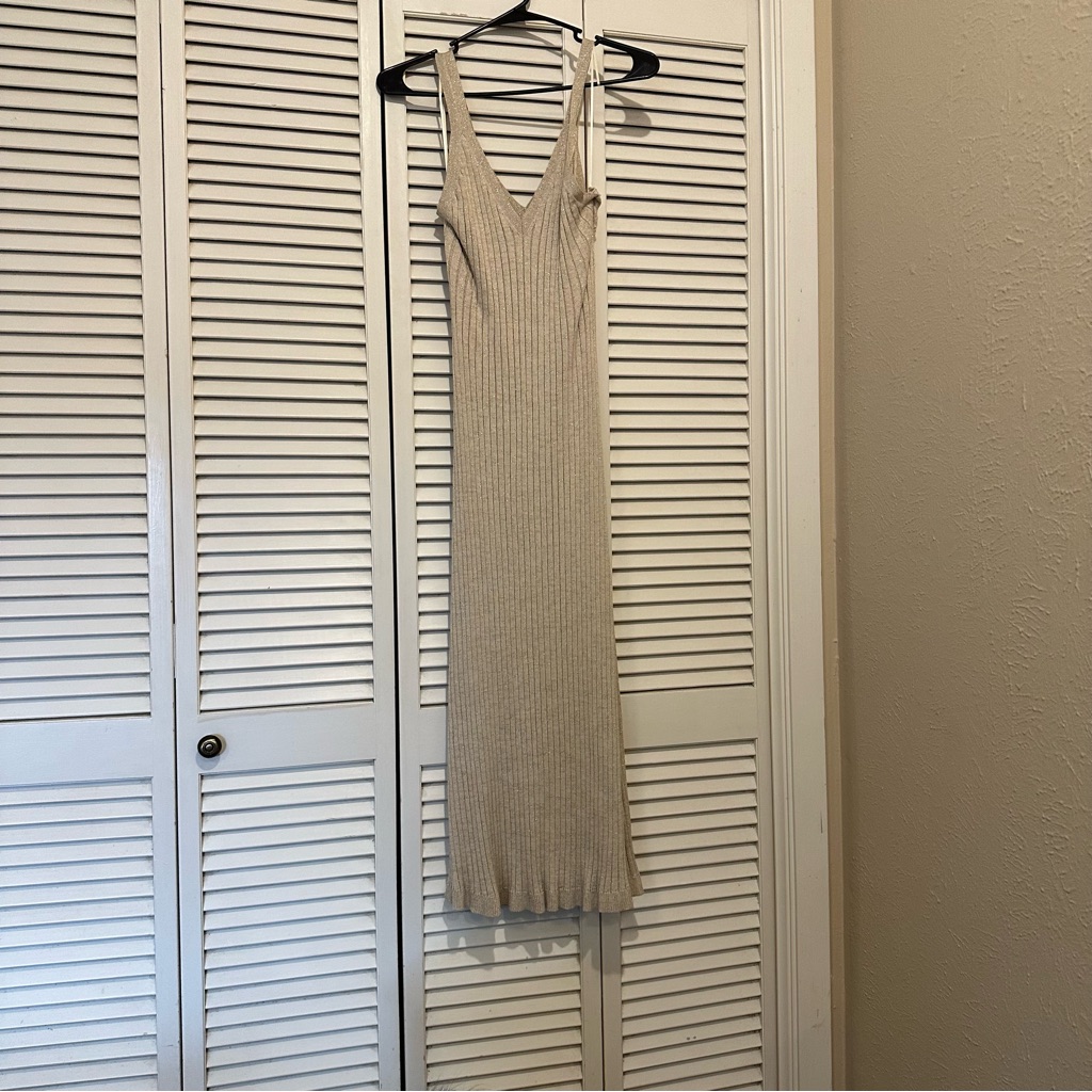 Significant Other Rib Knit Metallic Midi Dress